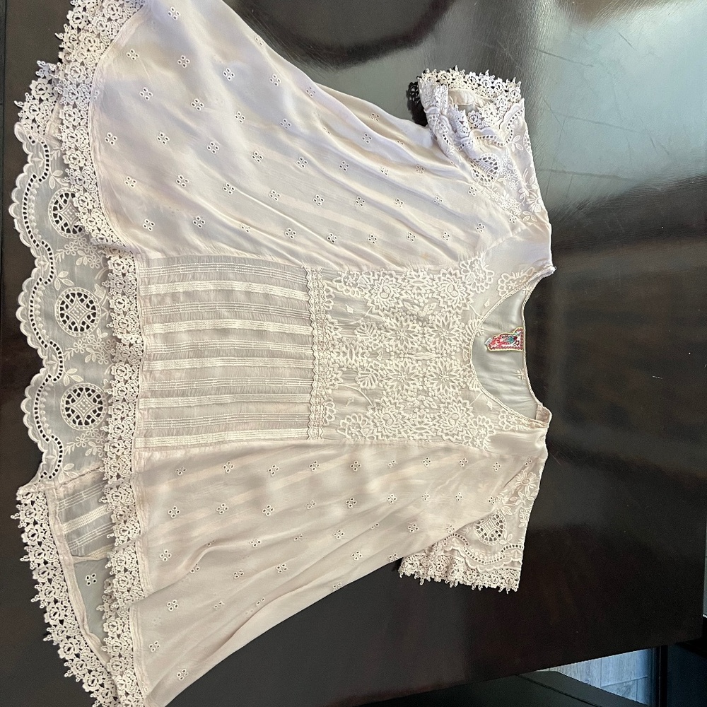 Johnny Was lace and embroidery free flow top